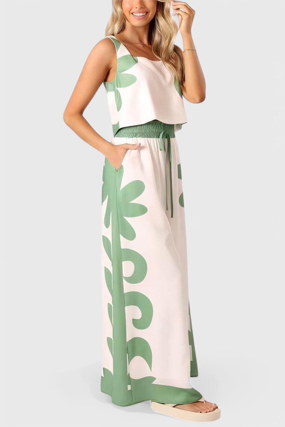Sara | Conjunto Sin Mangas Floral Boho