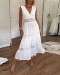 Sigrid | Elegante vestido largo de verano con detalles de encaje