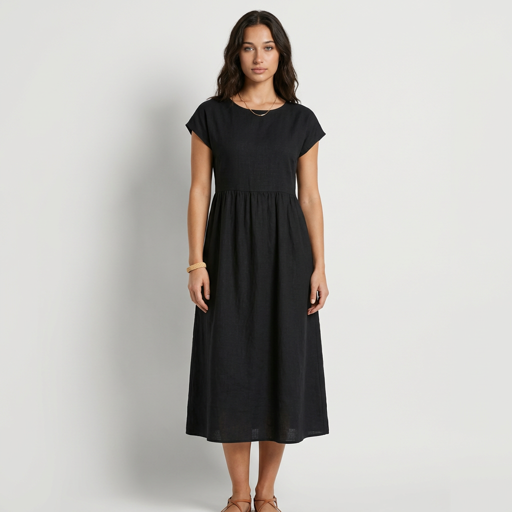Chira | Vestido midi con mangas cortas