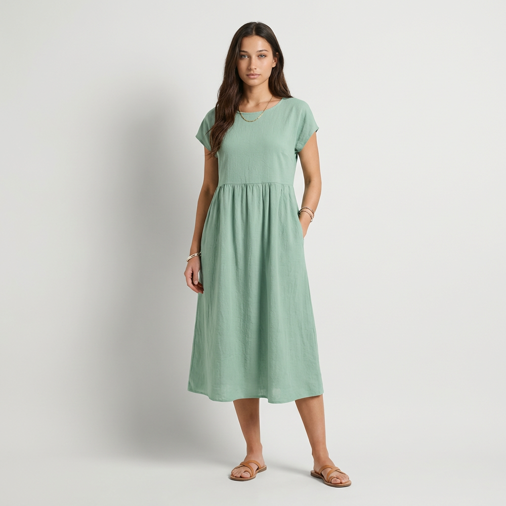 Chira | Vestido midi con mangas cortas