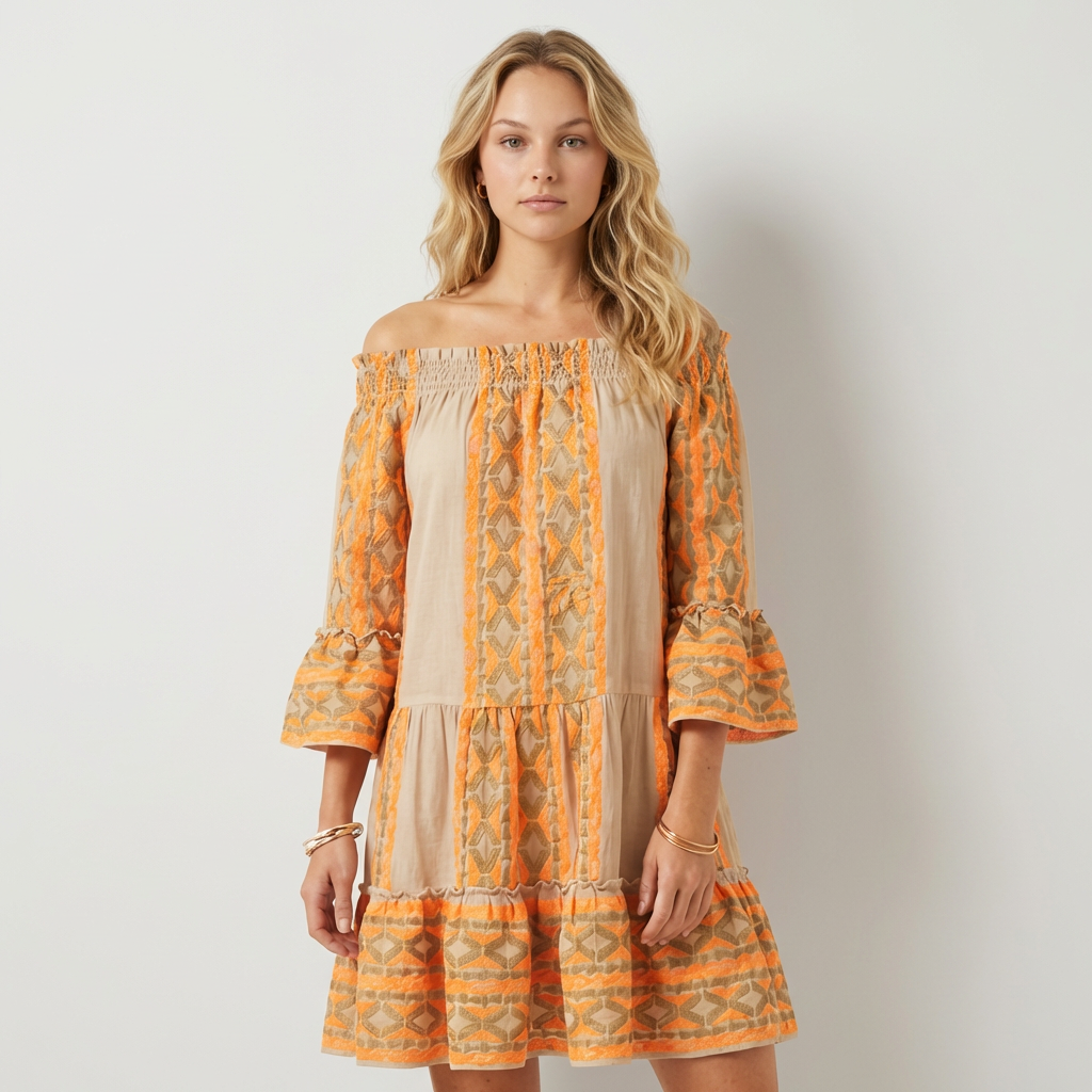 Valentina | Vestido Mini Hombros Descubiertos Estampado