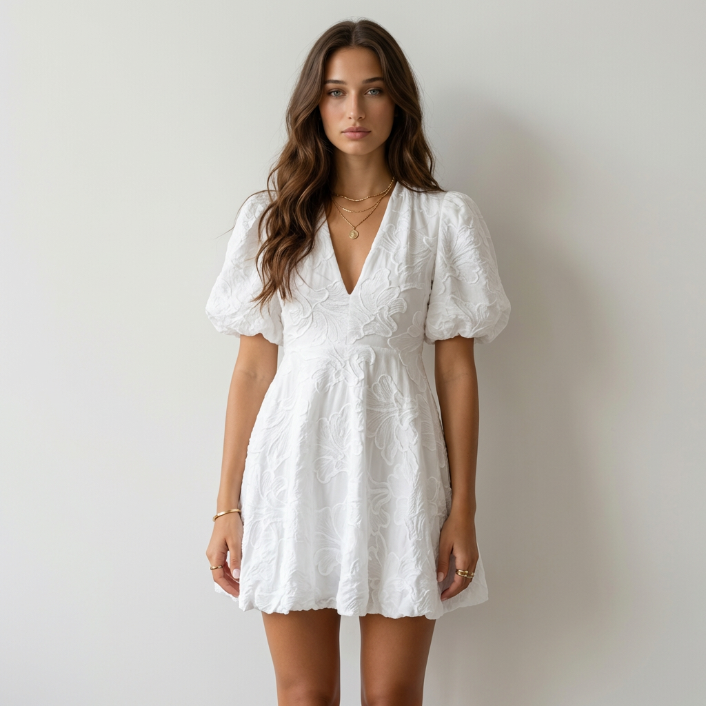 Sofía | Vestido Mini Blanco Bordado