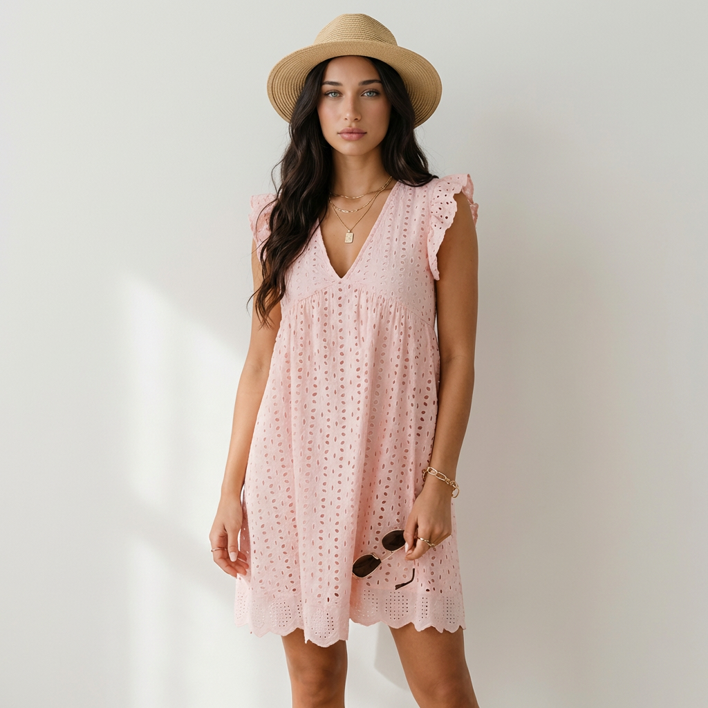 Elena | Vestido Mini Bordado Inglés