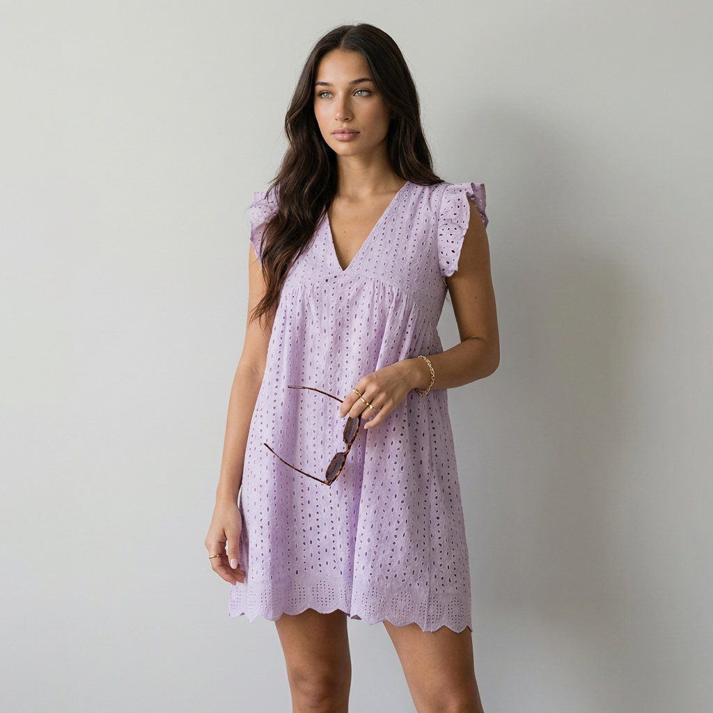 Elena | Vestido Mini Bordado Inglés