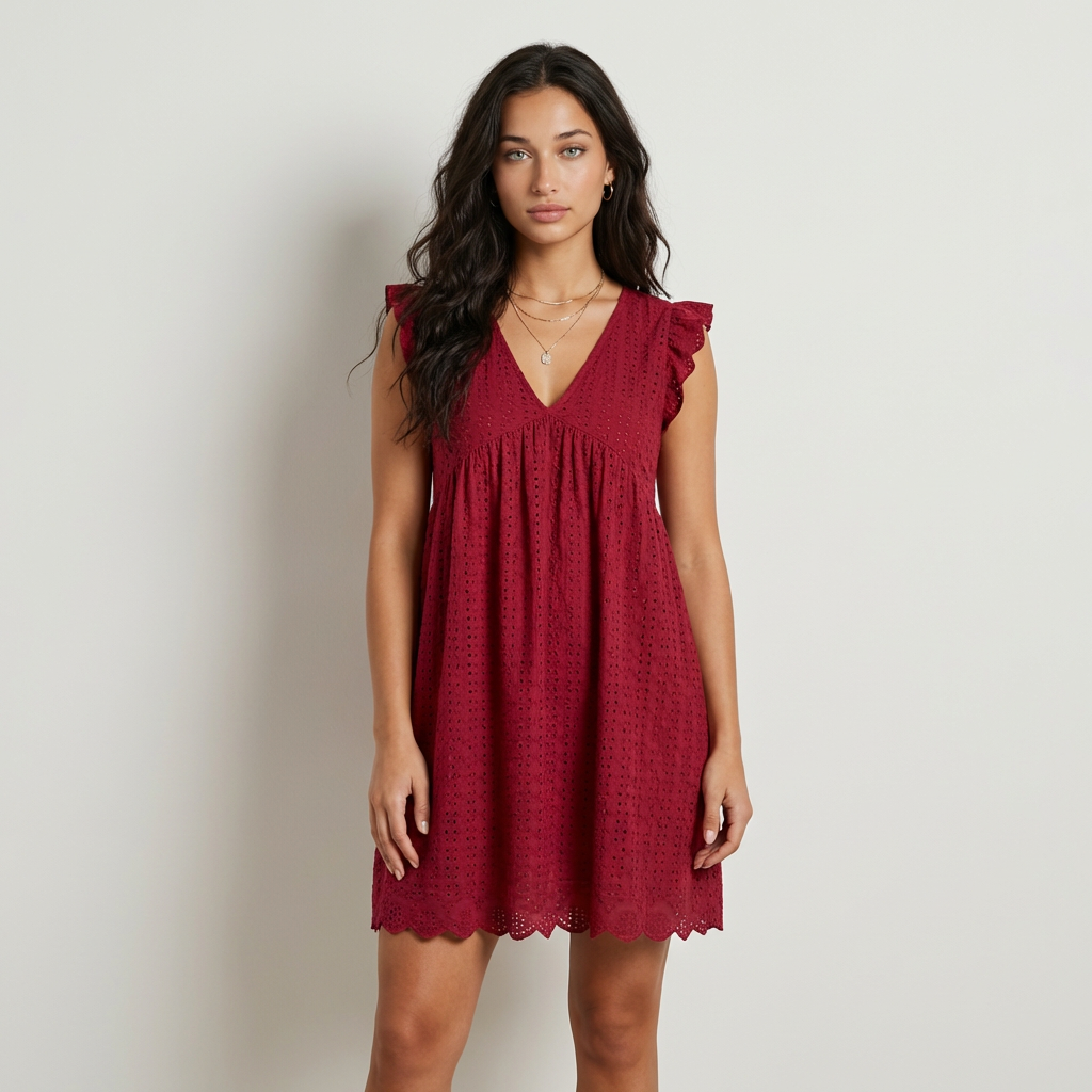 Elena | Vestido Mini Bordado Inglés