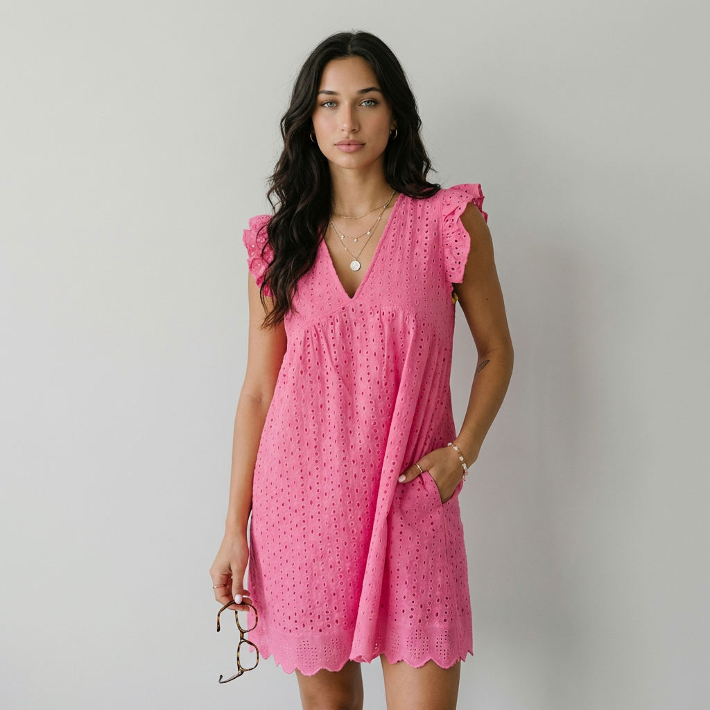 Elena | Vestido Mini Bordado Inglés