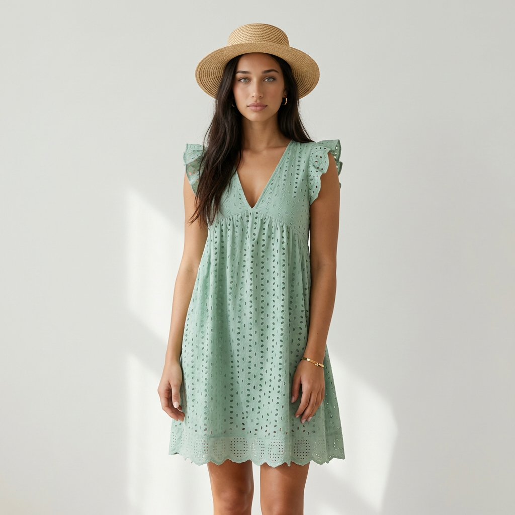 Elena | Vestido Mini Bordado Inglés