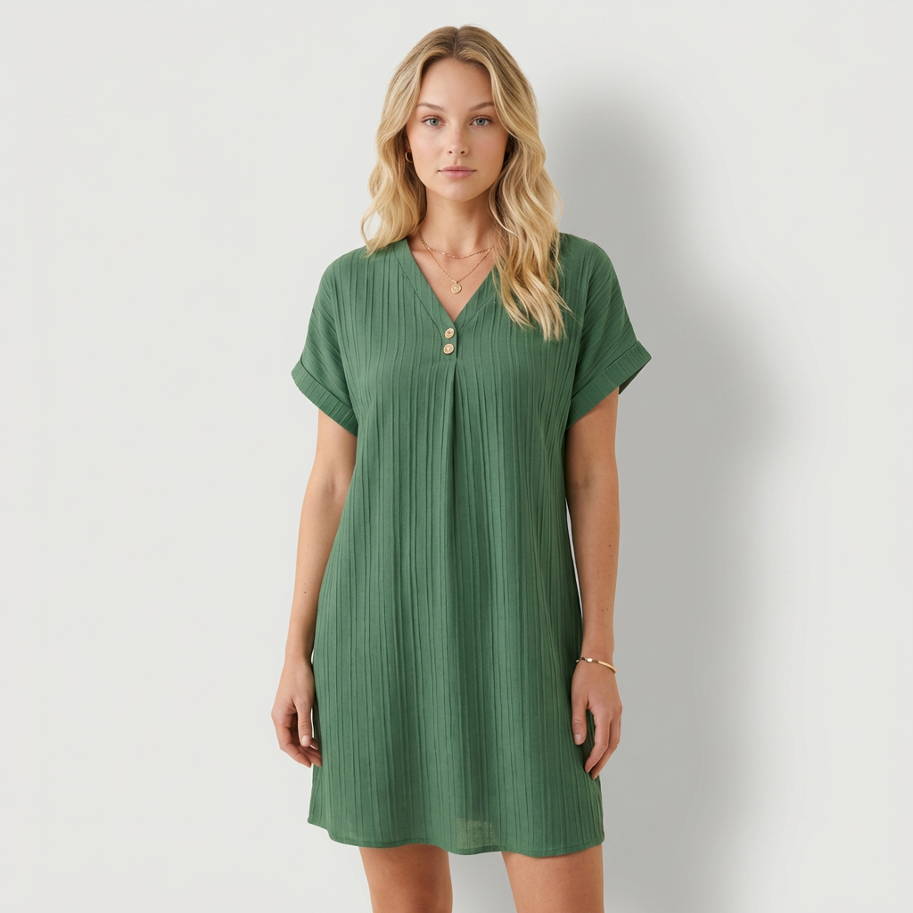 Delia | Vestido con escote en V y detalles con botones