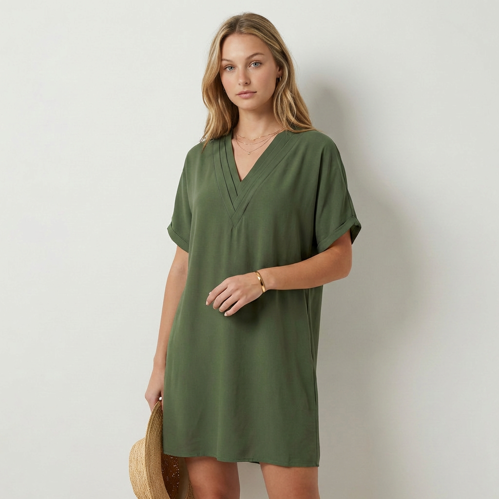 Mirabela | Elegante vestido con escote en V drapeado