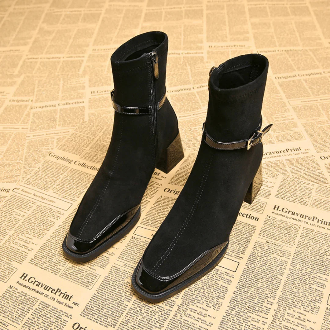 Alicia | Botines de efecto ante con hebilla