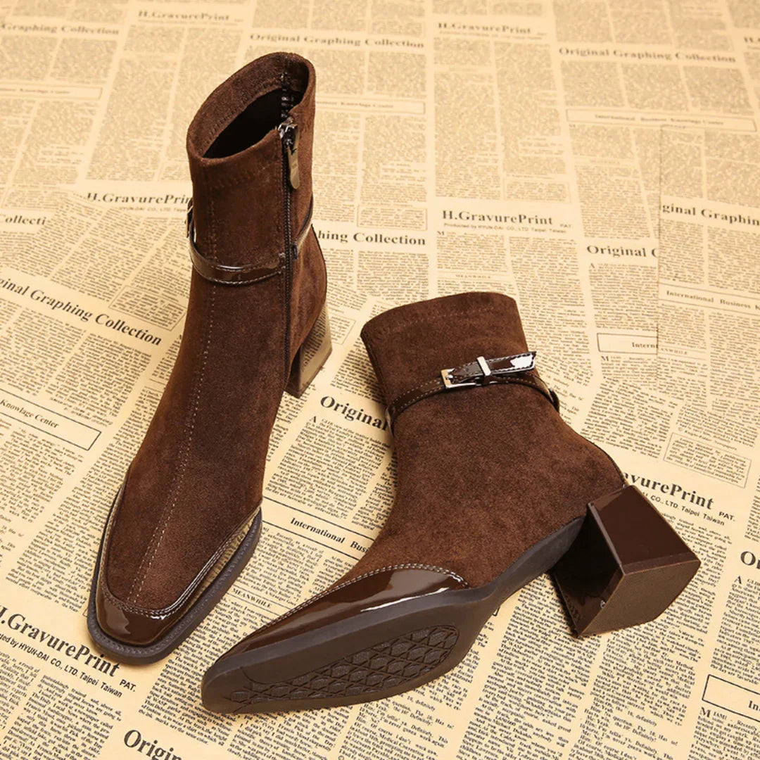 Alicia | Botines de efecto ante con hebilla
