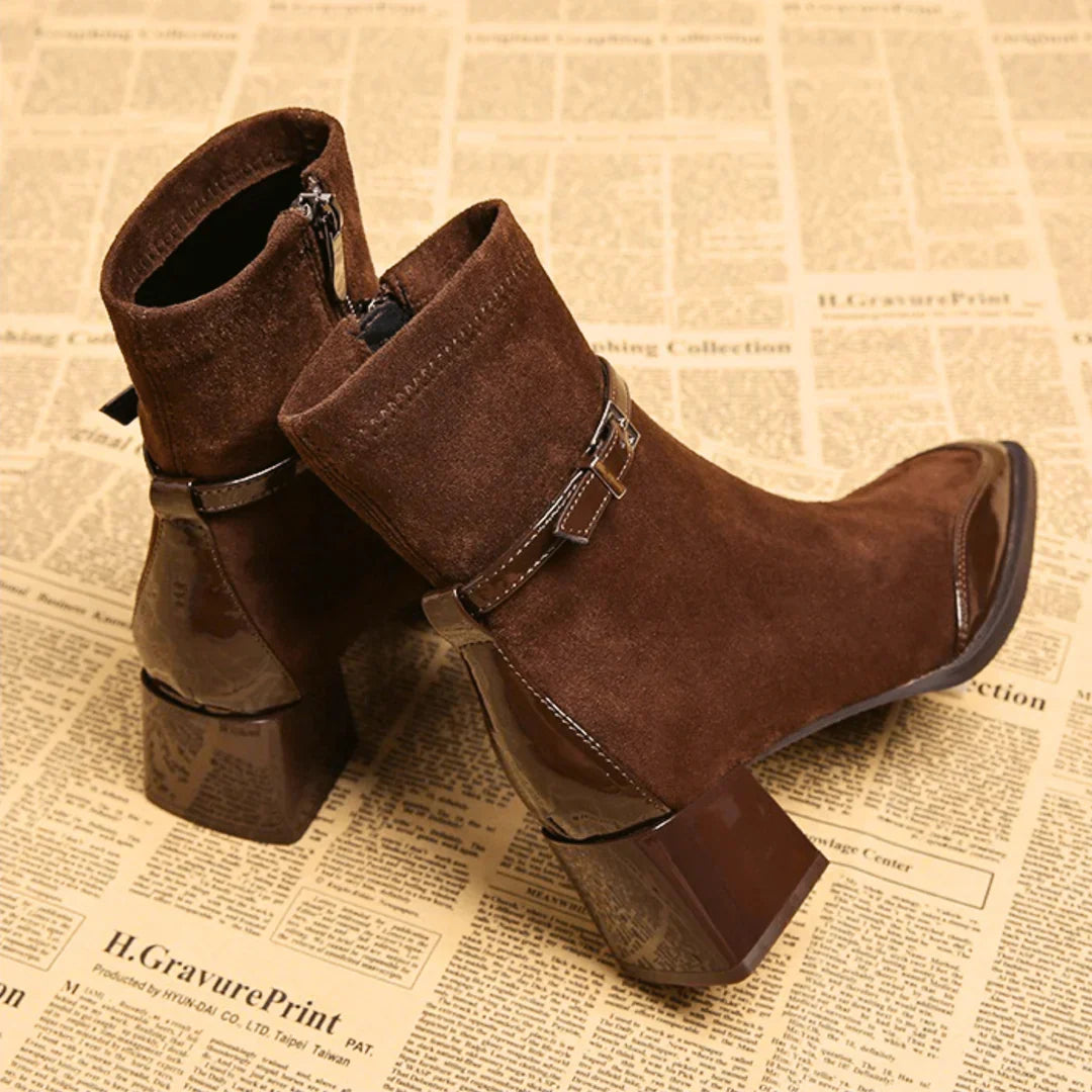 Alicia | Botines de efecto ante con hebilla