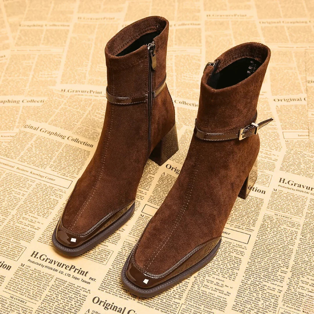 Alicia | Botines de efecto ante con hebilla