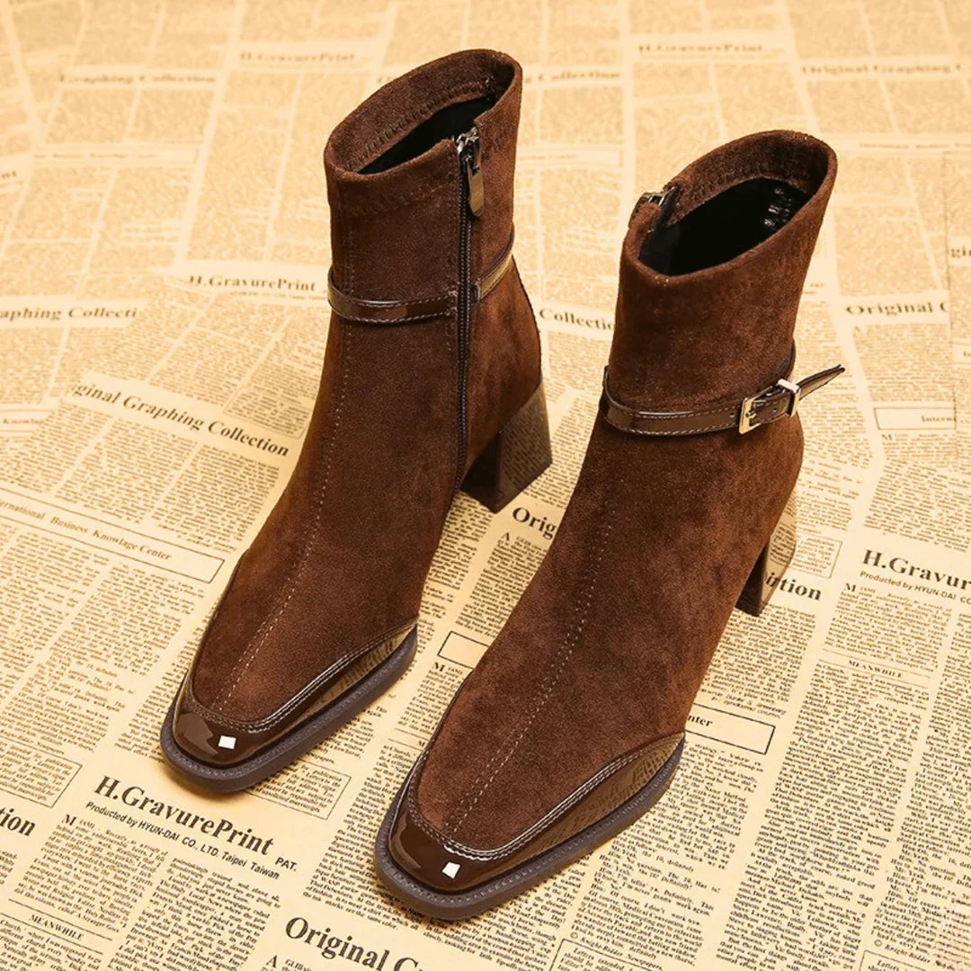 Alicia | Botines de efecto ante con hebilla