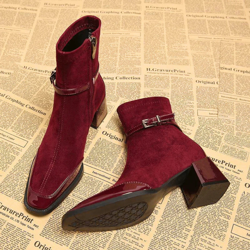 Alicia | Botines de efecto ante con hebilla