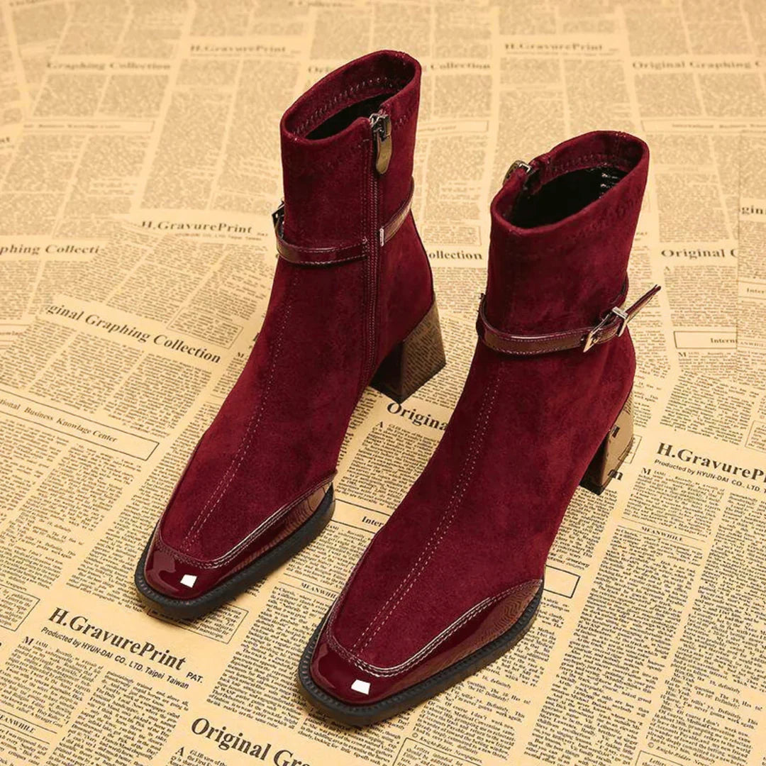 Alicia | Botines de efecto ante con hebilla